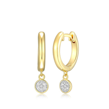 M by Monte Luna Lab-Grown Diamond Accent Drop Huggie Hoop Earrings in 14K Yellow Gold Plated Sterling Silver