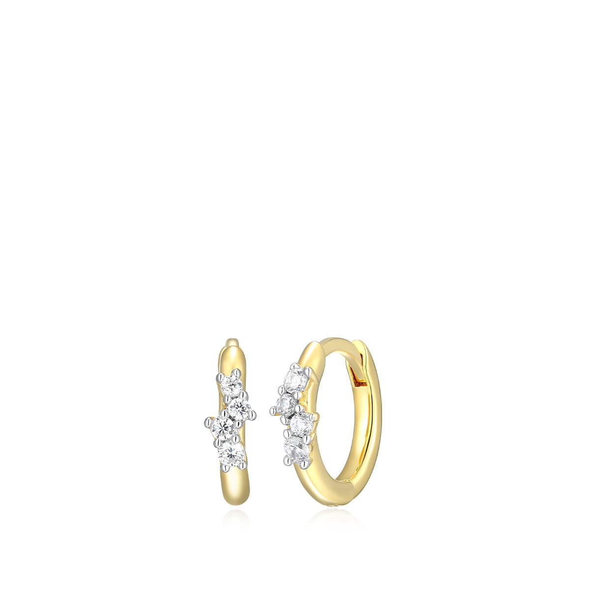 M by Monte Luna 1/10 ct. tw. Lab-Grown Diamond Scattered Hoop Earrings in 14K Yellow Gold Plated Sterling Silver
