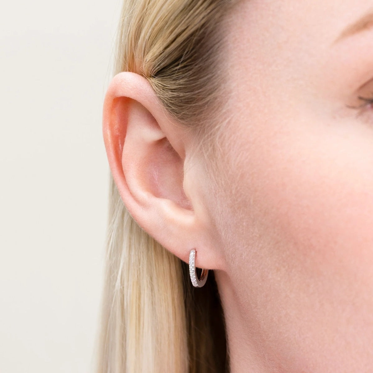 M by Monte Luna 1/8 ct. tw. Lab-Grown Diamond Geometric Hoop Earrings in Sterling Silver front view
