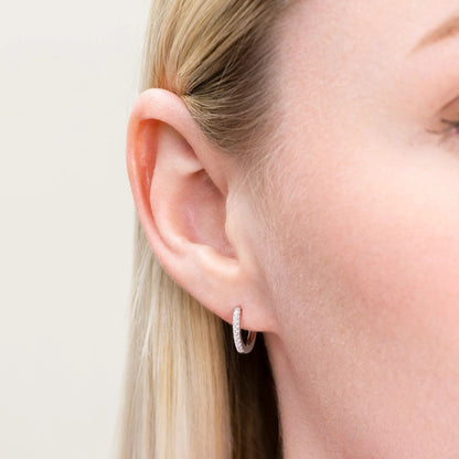 M by Monte Luna 1/8 ct. tw. Lab-Grown Diamond Geometric Hoop Earrings in Sterling Silver front view