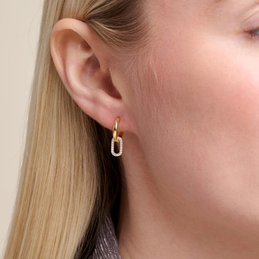 M by Monte Luna 1/5 ct. tw. Lab-Grown Diamond Paperclip Link Hoop Earrings in 14K Yellow Gold Plated Sterling front view