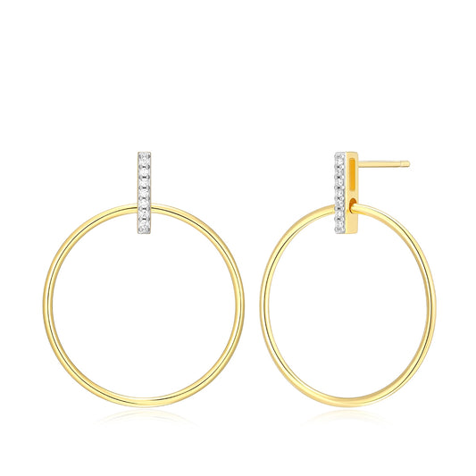 M by Monte Luna Lab-Grown Diamond Accent Circle Drop Earrings in 14K Yellow Gold Plated Sterling Silver