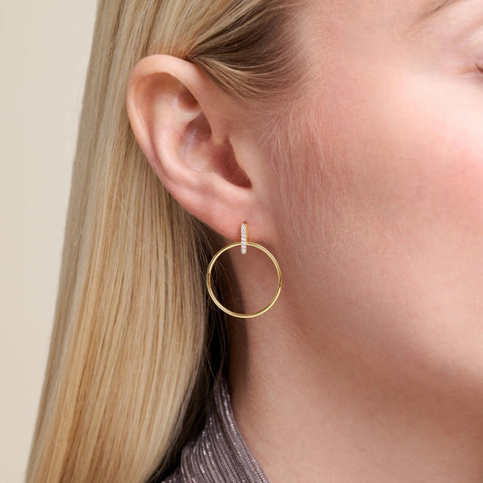 M by Monte Luna Lab-Grown Diamond Accent Circle Drop Earrings in 14K Yellow Gold Plated Sterling Silver front view