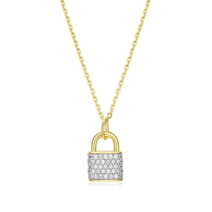M by Monte Luna 1/5 ct. tw. Lab-Grown Diamond Pave Lock Pendant in 14K Yellow Gold Plated Sterling Silver