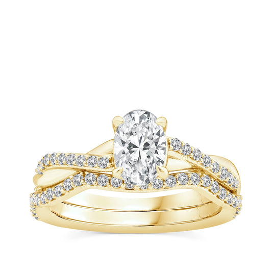 Premier Natural 1-3/8 ct. tw. Oval Diamond Twist Wedding Set in 14K Yellow Gold