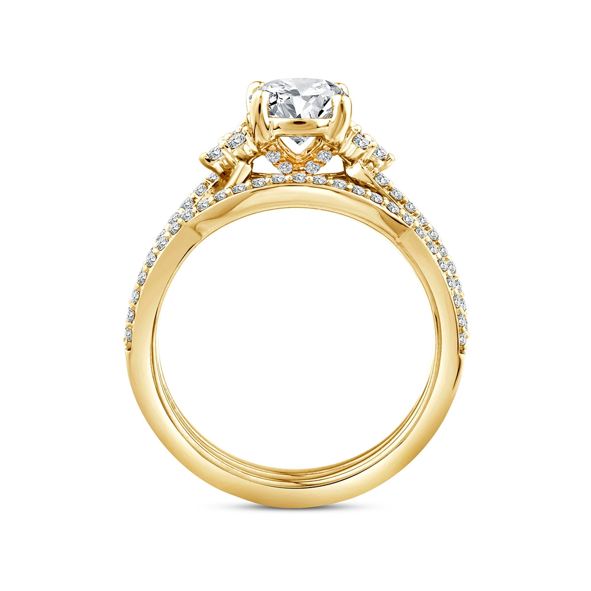 Noventa 1-1/3 ct. tw. Diamond Round Brilliant Wedding Set in 14K Yellow Gold front view