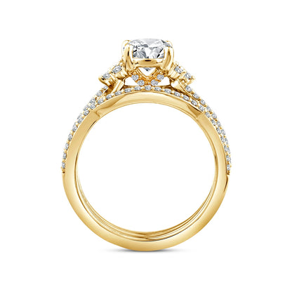 Noventa 1-1/3 ct. tw. Diamond Round Brilliant Wedding Set in 14K Yellow Gold front view