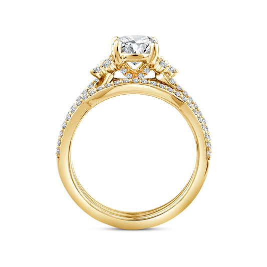 Noventa 1-1/3 ct. tw. Diamond Round Brilliant Wedding Set in 14K Yellow Gold front view