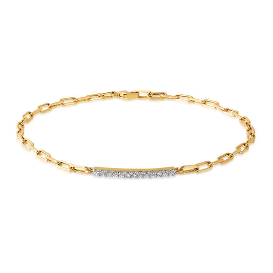 Demi Fine 1/10 ct. tw. Diamond Bar 7.5-inch Paperclip Bracelet in 10K Yellow Gold