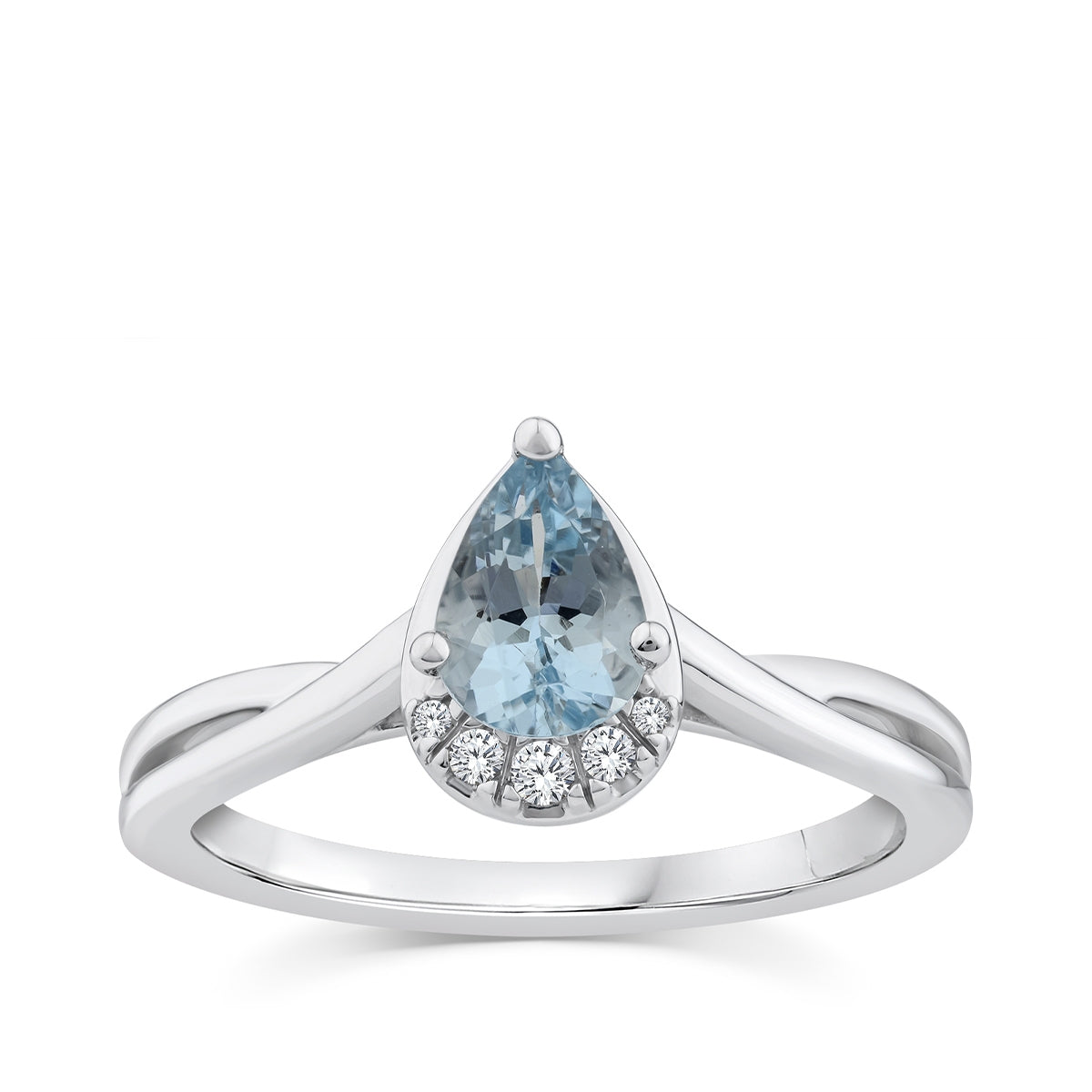 Pear Aquamarine & Diamond Accent Twist Ring in 10K White Gold