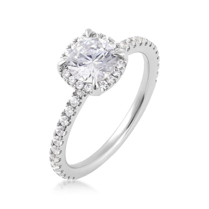 Premier Natural 1-3/8 ct. tw. Round Brilliant Diamond Halo Engagement Ring in 14K White Gold front view