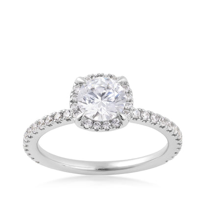 Premier Natural 1-3/8 ct. tw. Round Brilliant Diamond Halo Engagement Ring in 14K White Gold