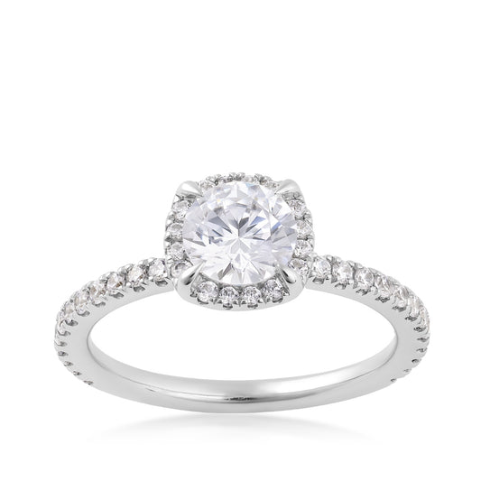 Premier Natural 1-3/8 ct. tw. Round Brilliant Diamond Halo Engagement Ring in 14K White Gold