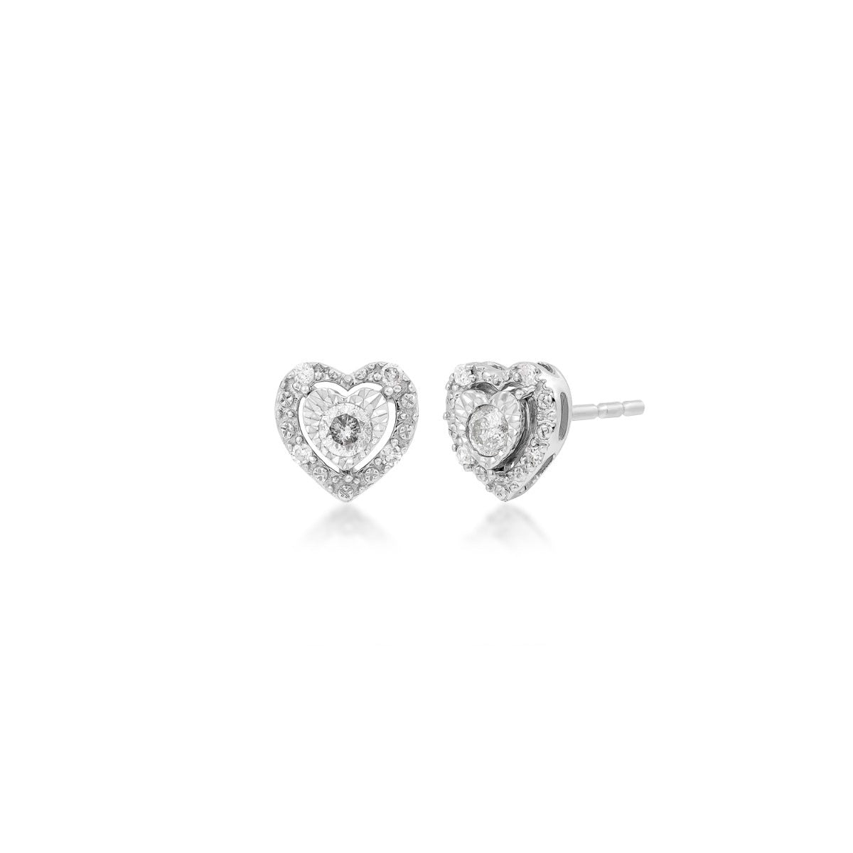 1/4 ct. tw. Diamond Heart Pendant & Earrings Box Set in Sterling Silver close-up detail