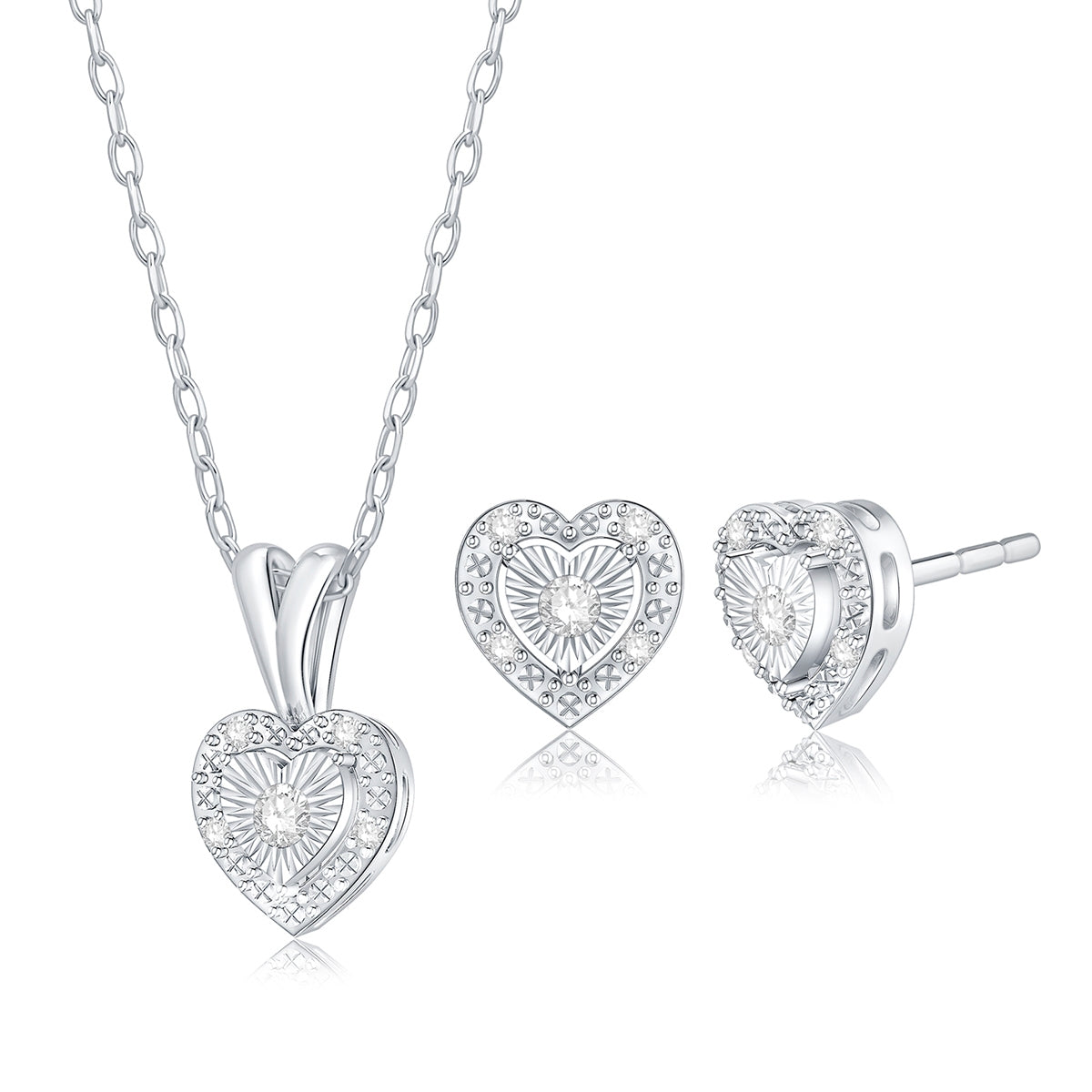 1/4 ct. tw. Diamond Heart Pendant & Earrings Box Set in Sterling Silver