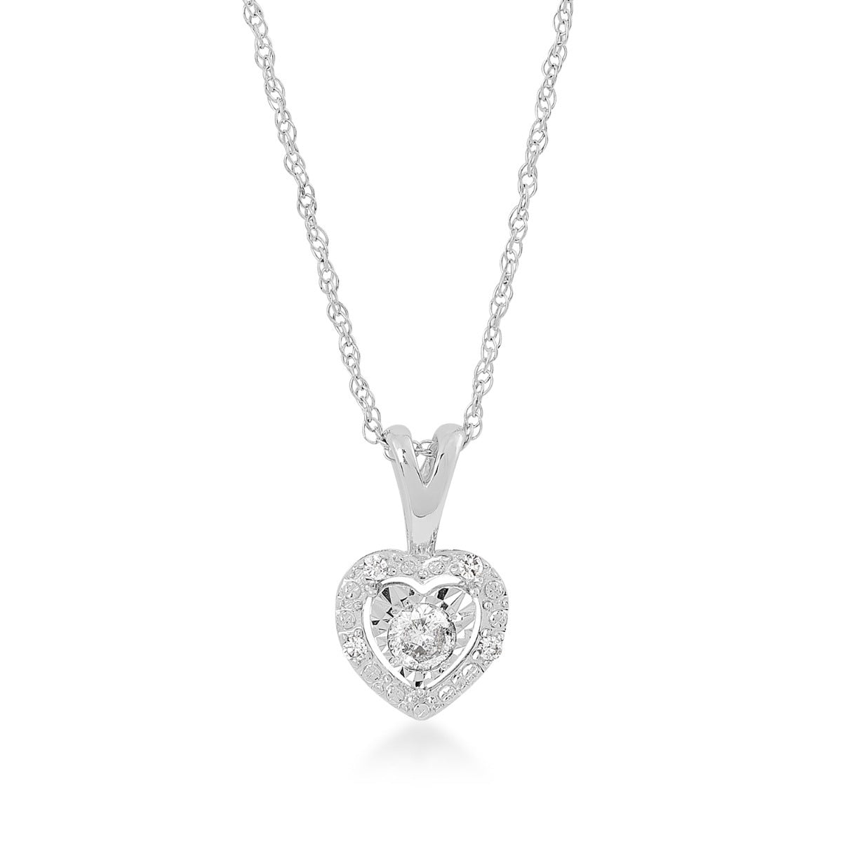 1/4 ct. tw. Diamond Heart Pendant & Earrings Box Set in Sterling Silver front view