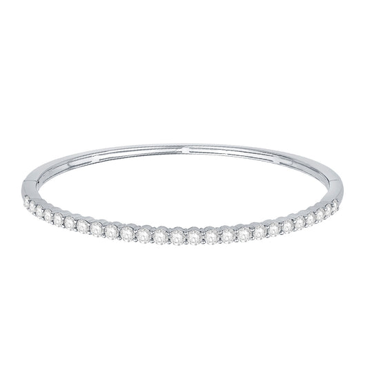 3 ct. tw. Diamond Hinge Bangle Bracelet in 14K White Gold