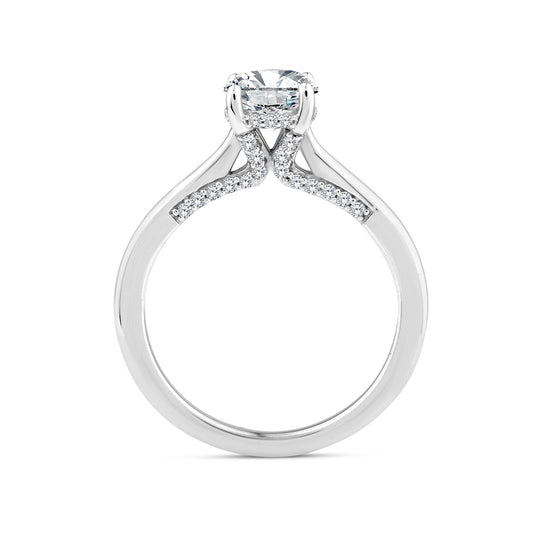 Noventa 1-1/5 ct. tw. Round Brilliant Diamond Hidden Halo Engagement Ring in 14K White Gold front view