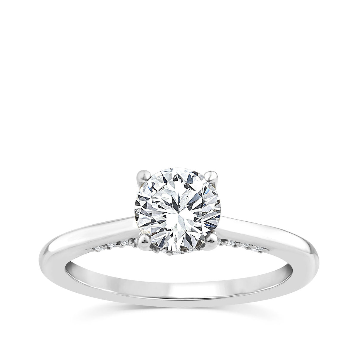 Noventa 1-1/5 ct. tw. Round Brilliant Diamond Hidden Halo Engagement Ring in 14K White Gold