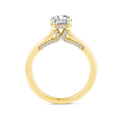 Noventa 1-1/5 ct. tw. Round Brilliant Diamond Hidden Halo Engagement Ring in 14K Yellow Gold front view