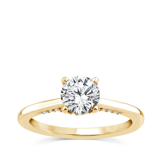 Noventa 1-1/5 ct. tw. Round Brilliant Diamond Hidden Halo Engagement Ring in 14K Yellow Gold