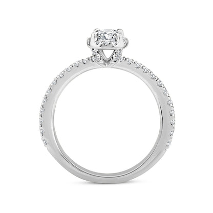Noventa 7/8 ct. tw. Oval Diamond Halo Engagement Ring in 14K White Gold front view