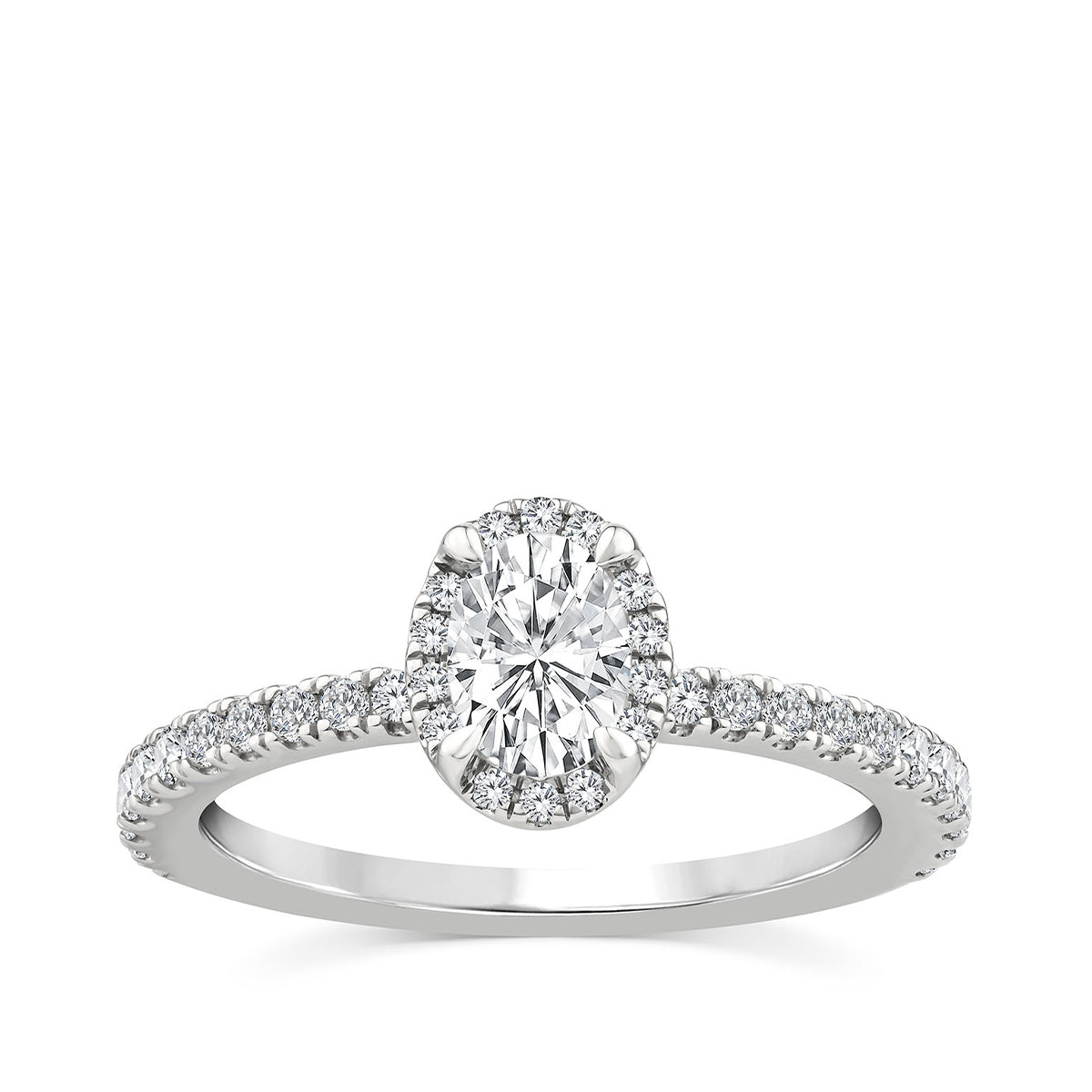 Noventa 7/8 ct. tw. Oval Diamond Halo Engagement Ring in 14K White Gold