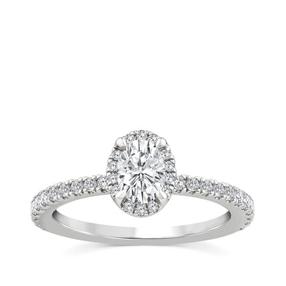 Noventa 7/8 ct. tw. Oval Diamond Halo Engagement Ring in 14K White Gold