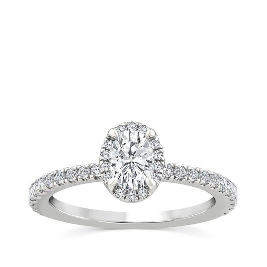 Noventa 7/8 ct. tw. Oval Diamond Halo Engagement Ring in 14K White Gold