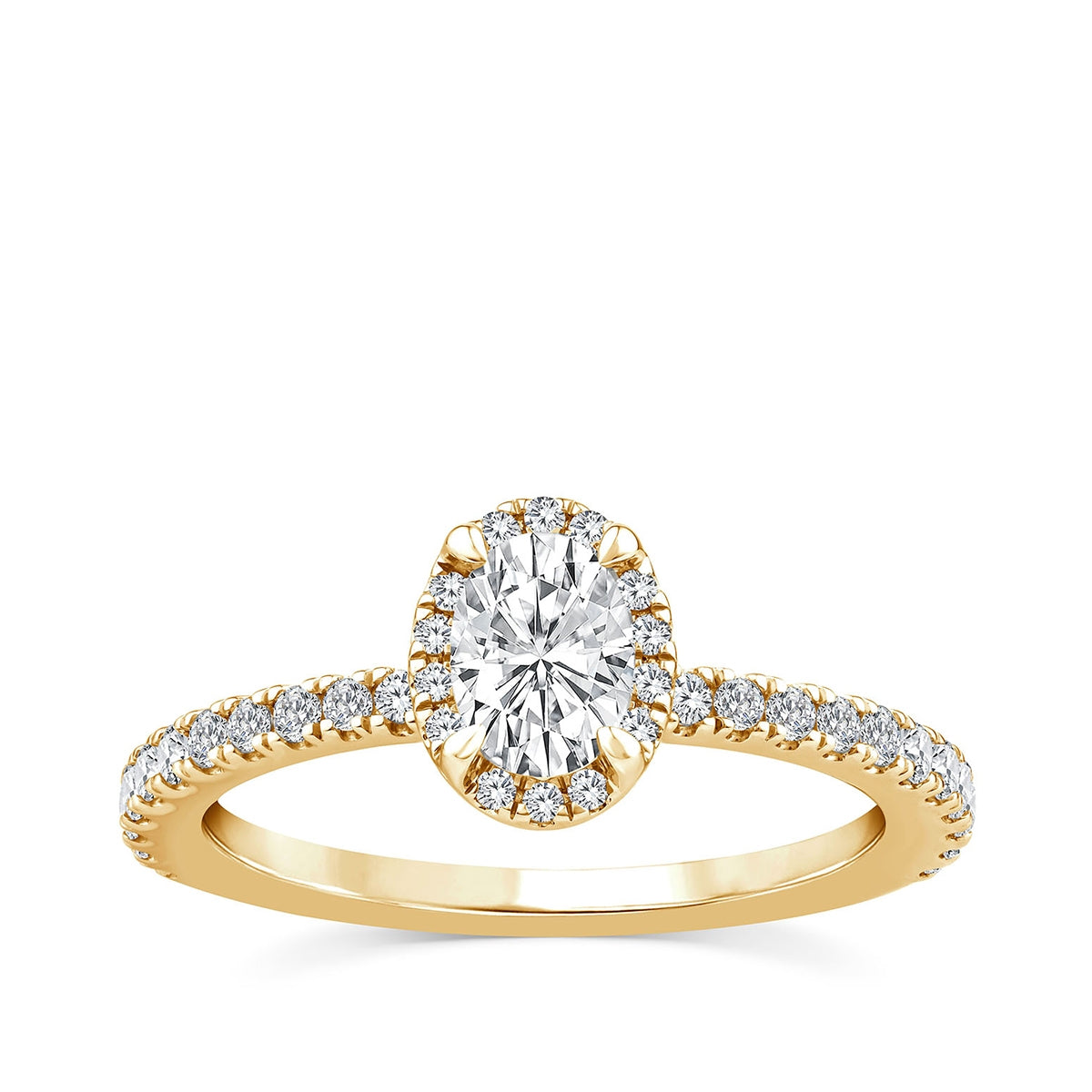 Noventa 7/8 ct. tw. Oval Diamond Halo Engagement Ring in 14K Yellow Gold