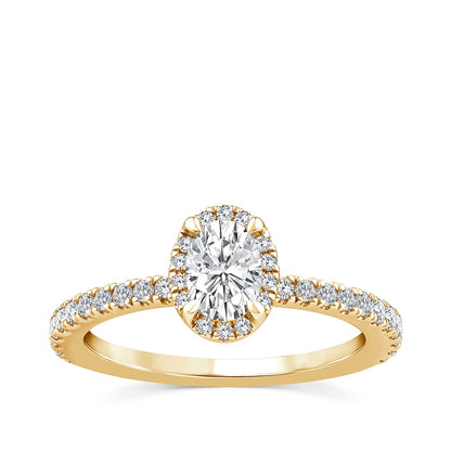 Noventa 7/8 ct. tw. Oval Diamond Halo Engagement Ring in 14K Yellow Gold