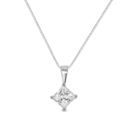 3/8 ct. tw. Princess Cut Diamond Solitaire Pendant in 14K White Gold