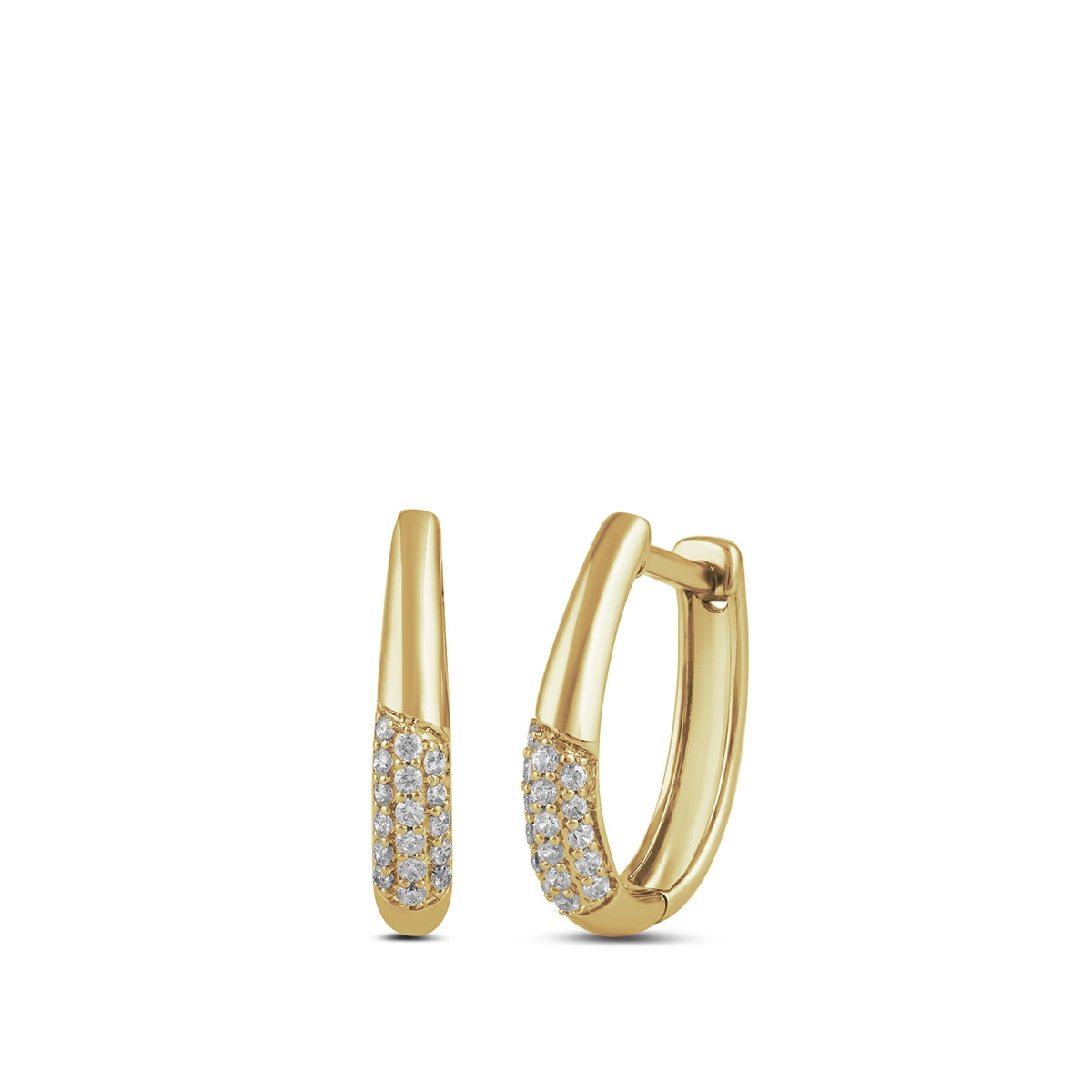 Demi Fine 1/5 ct. tw. Diamond Half Pave Hoop Earrings in 10K Yellow Gold