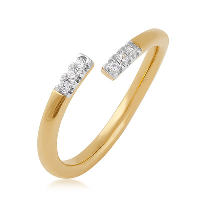 Demi Fine Diamond Accent Bypass Ring in 10K Yellow Gold front view