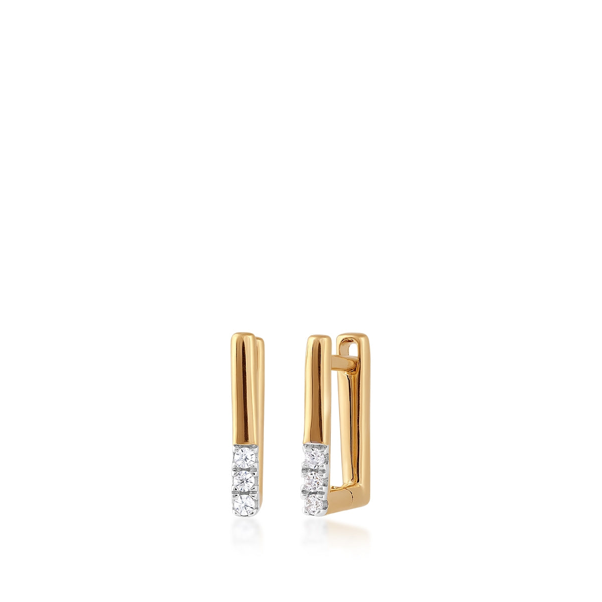 Demi Fine Diamond Accent Geometric Hoop Earrings in 10K Yellow Gold