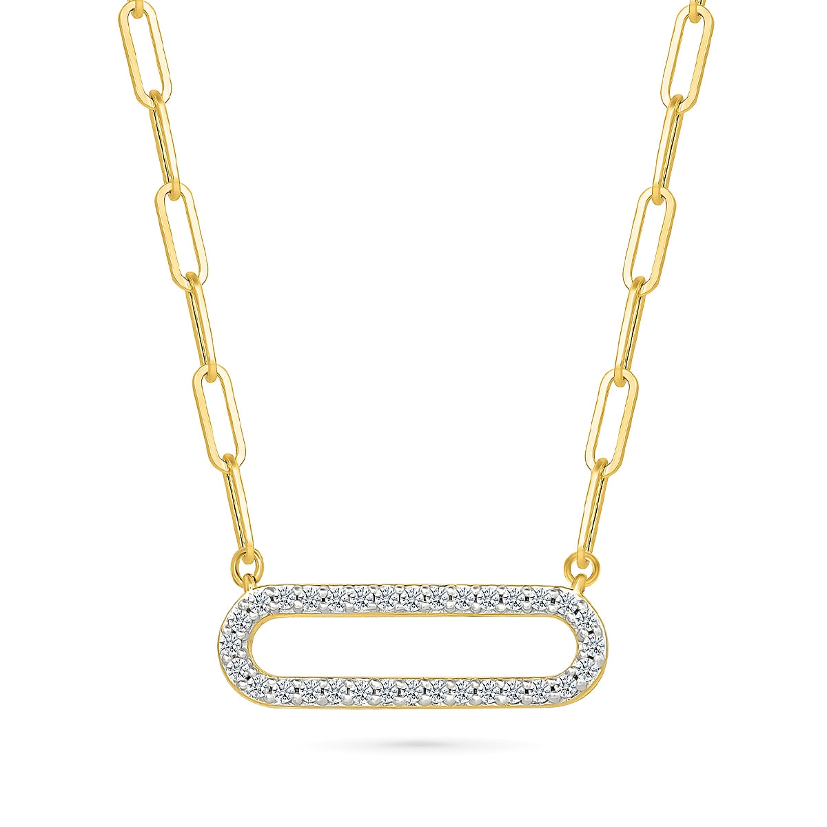 Demi Fine 1/5 ct. tw. Diamond Paperclip Necklace in 10K Yellow Gold