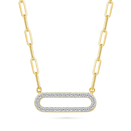 Demi Fine 1/5 ct. tw. Diamond Paperclip Necklace in 10K Yellow Gold