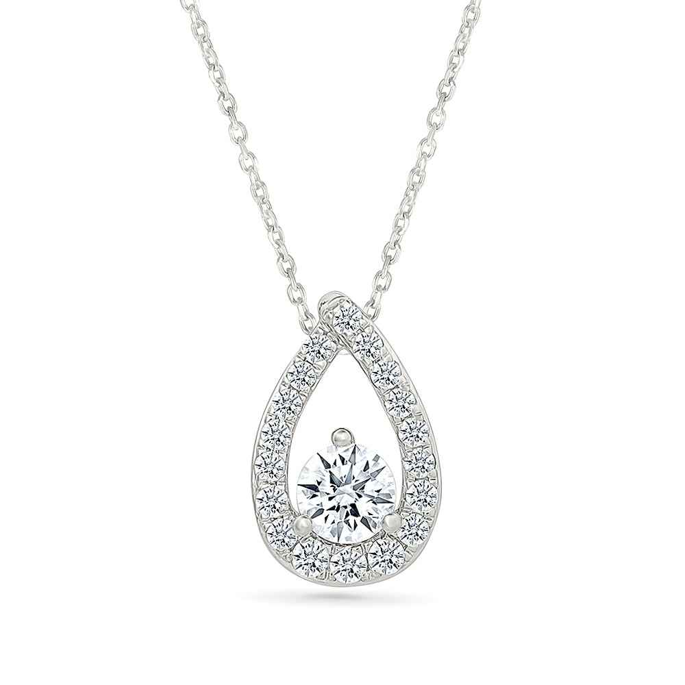 Adamante 3/4 ct. tw. Lab-Grown Round Brilliant Diamond Teardrop Pendant in 10K White Gold