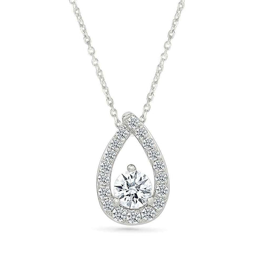 Adamante 3/4 ct. tw. Lab-Grown Round Brilliant Diamond Teardrop Pendant in 10K White Gold