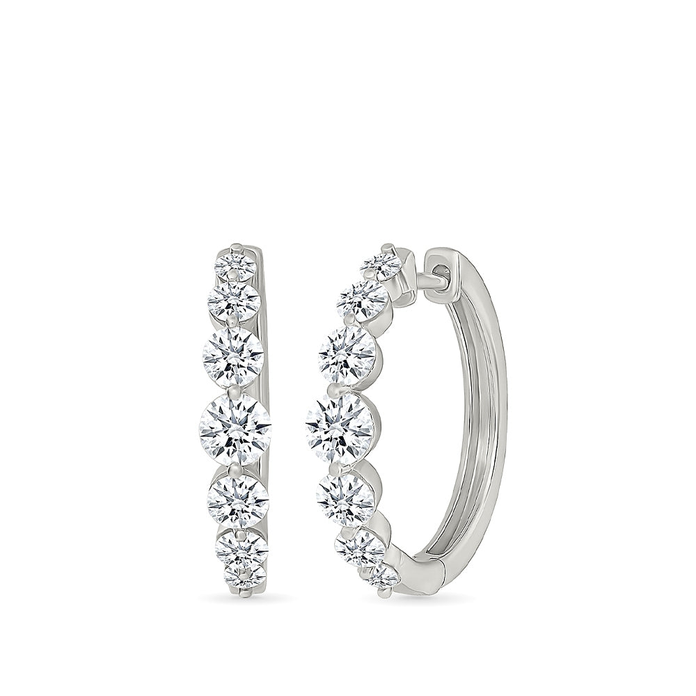Adamante 2 ct. tw. Lab-Grown Diamond Graduated Hoop Earrings in 10K White Gold