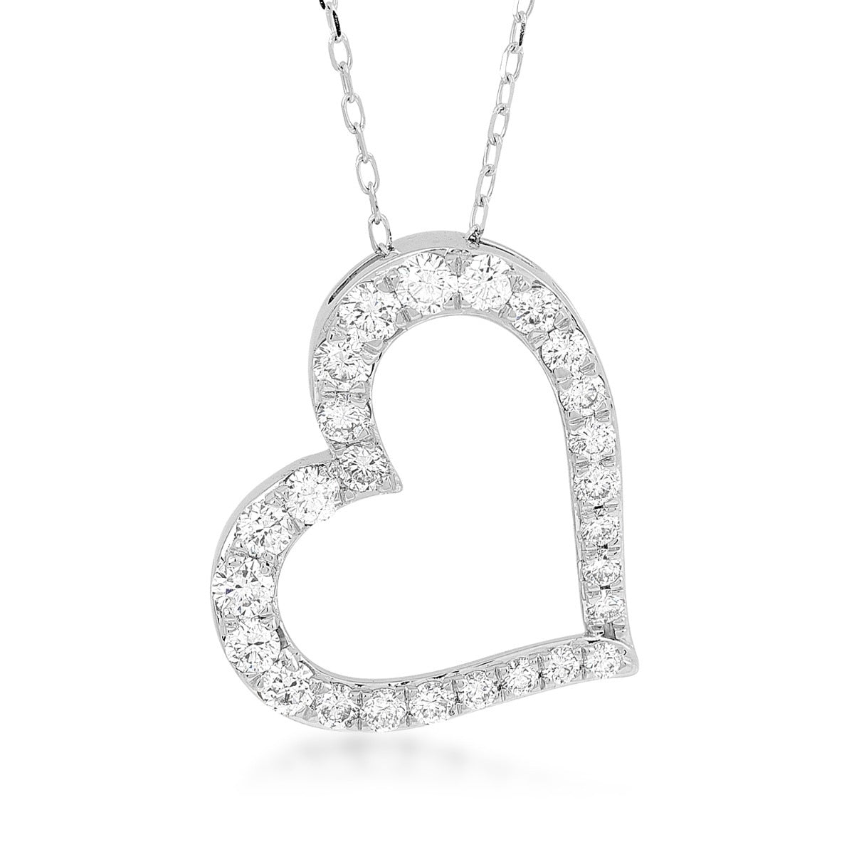 Adamante 1 ct. tw. Lab-Grown Diamond Tilted Heart Pendant in 10K White Gold