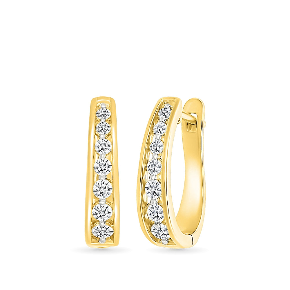 Adamante 1/2 ct. tw. Lab-Grown Diamond Oval Hoop Earrings in 10K Yellow Gold