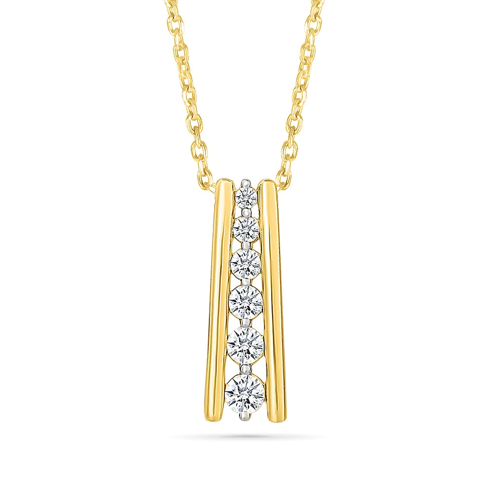 Adamante 1/3 ct. tw. Lab-Grown Diamond Ladder Pendant in 10K Yellow Gold