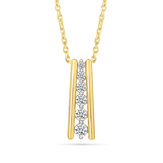 Adamante 1/3 ct. tw. Lab-Grown Diamond Ladder Pendant in 10K Yellow Gold