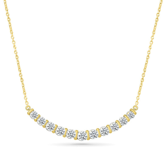 Adamante 1 ct. tw. Lab-Grown Diamond Curved Bar Necklace in 10K Yellow Gold