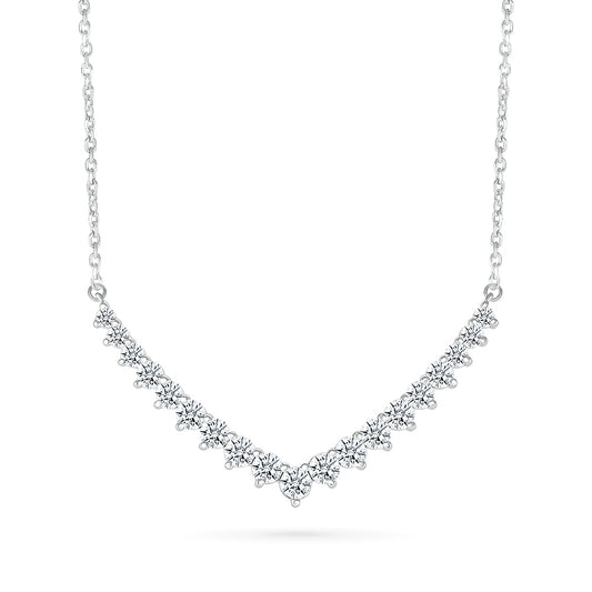 Adamante 1 ct. tw. Lab-Grown Diamond Chevron Necklace in 10K White Gold