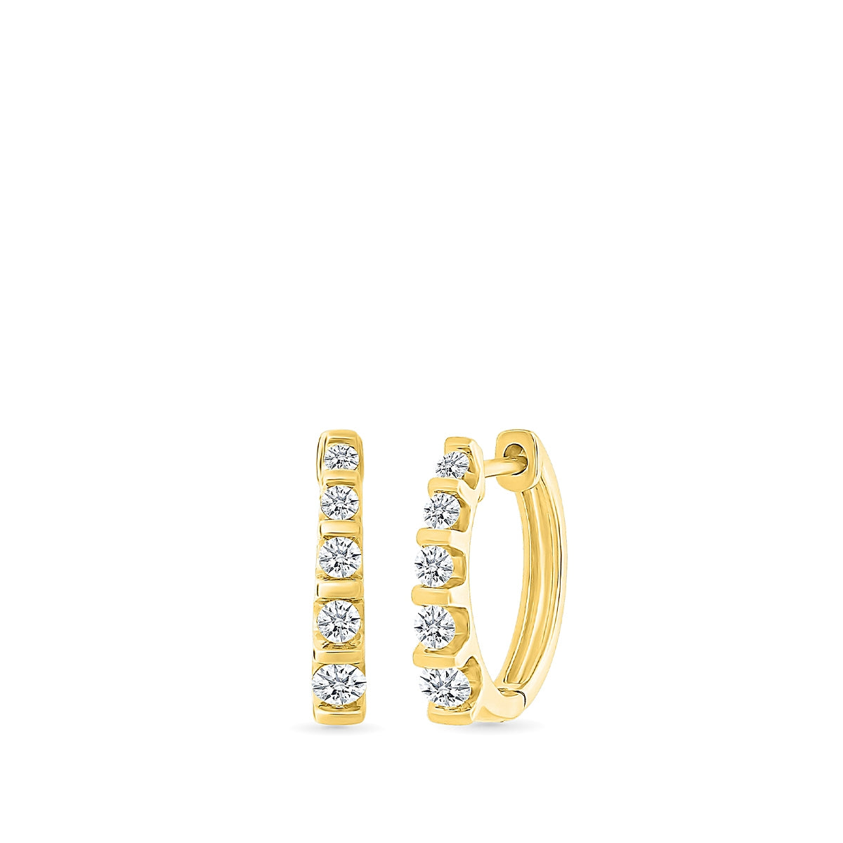 Adamante 1/2 ct. tw. Lab-Grown Diamond Huggie Hoop Earrings in 10K Yellow Gold