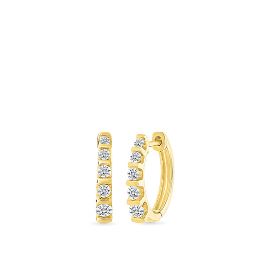 Adamante 1/2 ct. tw. Lab-Grown Diamond Huggie Hoop Earrings in 10K Yellow Gold
