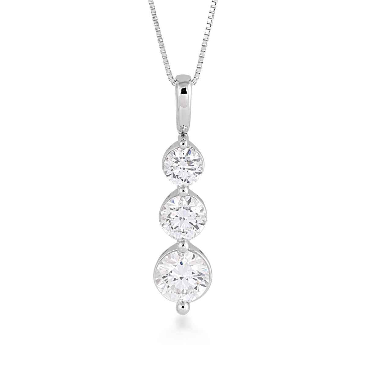 Adamante 1-1/2 ct. tw. Lab-Grown 3-Stone Diamond Pendant in 10K White Gold