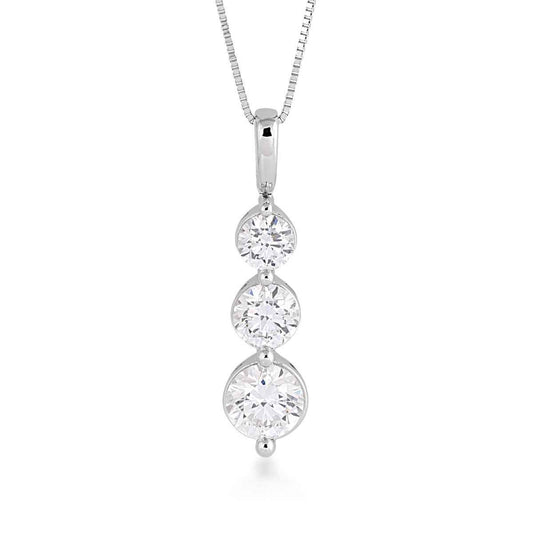 Adamante 1-1/2 ct. tw. Lab-Grown 3-Stone Diamond Pendant in 10K White Gold